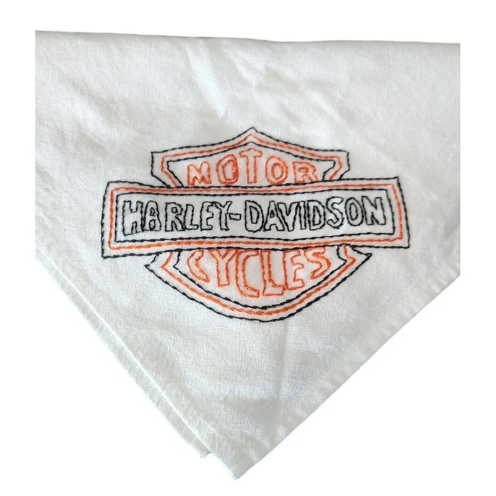 Harley Davidson Square Muslin Scarf 27x27 Handmade‎ Needlepoint - One of a Kind